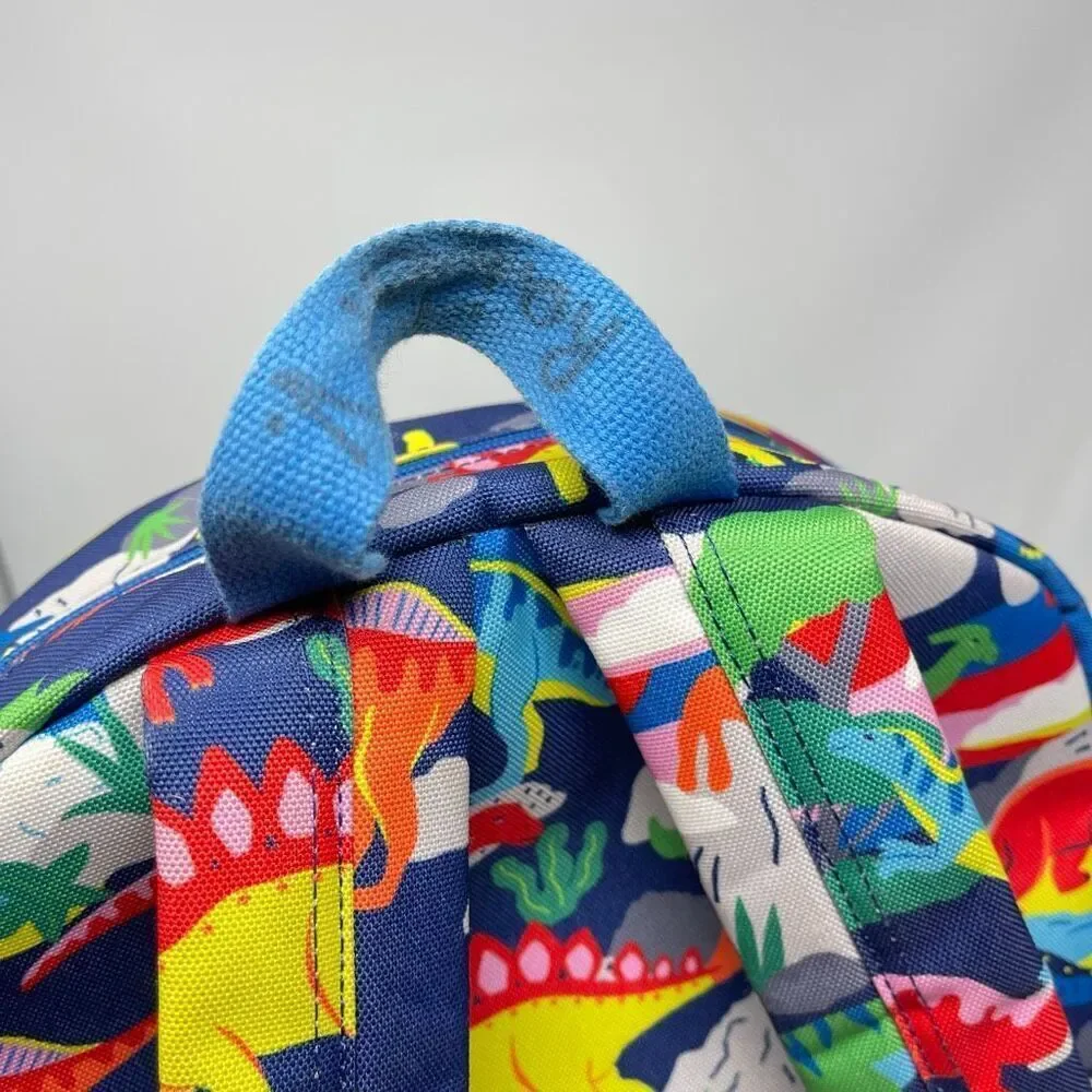 Mini Boden Small Child Backpack Bag Blue Green Red Dinosaur Print Used Preowned